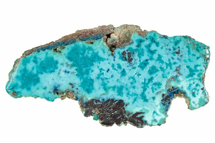 Vibrant Chrysocolla and Shattuckite Slab - Mexico #348734